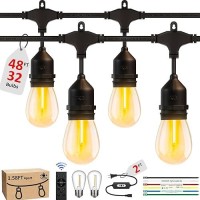 Eikoson 50Ft Led Outdoor String Lights With 32 Waterproof Bulbs 158Ft Apart Remote Dimmer Commercial Grade Patio Lights W