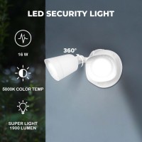 Luxfly 2 Pack Led Flood Lights Outdoor 16W 1900Lm 5000K Daylight Ip65 Waterproof Security Lights With 2 Adjustable Heads Exte