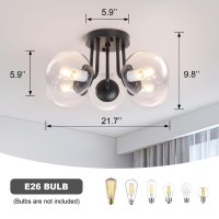 Bektas 5Lights Semi Flush Mount Ceiling Light Fixture Matte Black Light Fixture Bend Modeling With Transparent Glass Shade For