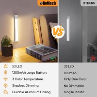 Romech Under Cabinet Light 53 Led 3 Color Temps Motion Sensor Light Indoor 1200Mah Under Cabinet Lighting Wireless With Usb Ch