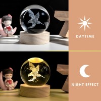 Qianchang 3D Eagle Crystal Ball Night Light Glass Eagle Figurine Lamp Laser Etched Engraved Crystal Eagle Statue Carving Crystal