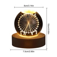 Dniebw 3D Night Ferris Wheel Lamp Ferris Wheel Light With Stand Ouch Control And Usb Rechargeable Gift For Boy Girl Friends Vale