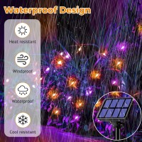 Btfarm 4 Pack Solar Halloween String Lights Outdoor 320Led 132Ft Orange Purple Solar Fairy Lights Outside Waterproof 8 Modes S