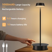 Fenfud 2 Pack Cordless Table Lamp Rechargeable 5000Mah Battery Operated Led Desk Lamp 3 Color Stepless Dimming Portable Table