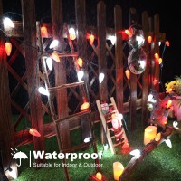 Brizled Red White C9 Christmas Lights 66Ft 100 Led Faceted Christmas Lights Connectable Outdoor Strawberry String Lights 12