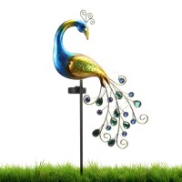 Qmjddymx Solar Lights Outdoor Garden,Solar Light Peacock Garden Light Metal Peacock Garden Solar Lamp 300Mah Outdoor Decorative Garden Stake Lights Solar Peacock Stake For Yard Decorations