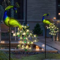 Qmjddymx Solar Lights Outdoor Garden,Solar Light Peacock Garden Light Metal Peacock Garden Solar Lamp 300Mah Outdoor Decorative Garden Stake Lights Solar Peacock Stake For Yard Decorations