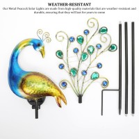 Qmjddymx Solar Lights Outdoor Garden,Solar Light Peacock Garden Light Metal Peacock Garden Solar Lamp 300Mah Outdoor Decorative Garden Stake Lights Solar Peacock Stake For Yard Decorations