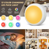 Totahow Led Puck Lights Battery Operated With Remote 3 Pack 13 Colors Changeable Led Under Cabinet Lights Stick On Lights With