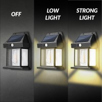 Solar Wall Lights Outdoor 2 Pack Dusk To Dawn Solar Motion Lights Outdoor Waterproof 3 Lighting Modes Wall Mount Light Scon