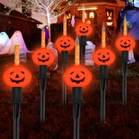 135Ft Halloween Pumpkin Pathway Lights Pumpkin Stake Lights With 7 Pack Cute Pumpkin Bulbbe Lights 1575 Tall Bubbled Pumpkin