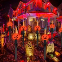 135Ft Halloween Pumpkin Pathway Lights Pumpkin Stake Lights With 7 Pack Cute Pumpkin Bulbbe Lights 1575 Tall Bubbled Pumpkin