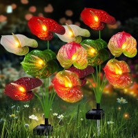 Solar Garden Lights Outdoor 2024 Upgraded Anthurium Plant Solar Flowers Lights Outside Waterproof Gardening Gifts For Mom Wome