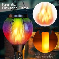 Gibmidser Solar Hot Air Balloon With Candle Holder Waterproof Solar Lantern With Flickering Flame Metal Glass Waterproof Lan