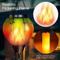 Gibmidser Hot Air Balloon Solar Lantern With Candle Holder Glass Solar Hot Air Balloon Lantern With Flame Solar Hanging Hot Air