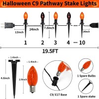 195 Feet C9 Halloween Path Lights Walkway Lights Waterproof With 10 Pack C9 Orange Dark Purple Bulbs Plug In C9 Halloween St