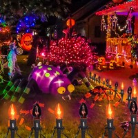 195 Feet C9 Halloween Path Lights Walkway Lights Waterproof With 10 Pack C9 Orange Dark Purple Bulbs Plug In C9 Halloween St