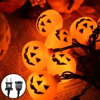 Halloween Led Pumpkin Lights 85Ft Jack O Lantern Pumpkin String Lights With 10 Led Jack O Lantern Lights For Indoor Outdoor