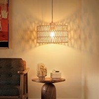 Plug In Pendant Light Rattan Hanging Lamp Boho Hanging Lights With Paper Woven Fabric 2 In 1 Shade 3Way Dimmable Bulb Inclu