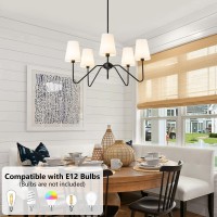 Fiyueoyi Modern Chandeliers Pendant Lights Fixture With Linen Fabric Shade For Living Room Dining Room Bedroom Hallway Entryway