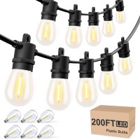 Svater Outdoor String Lights 200 Ft Patio Lights For Outside With Plastic Led Bulbs Waterproof Ip65 Commercial Backyard Hangin