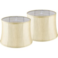 Goso Square Lamp Shades Set Of 2 Medium Drum Bamboo Gold Lampshade For Floor Lamp Table Lamps 12 Top X 14 Bottom X 10 H