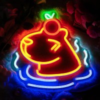 Fvkclto Cute Cappy Neon Signs Adjustable Led Neon Lights Capybara Anime Neon Sign Room Decoration Lights For Girls Room Kid Bed