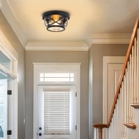 Flush Mount Ceiling Light Fixture Black 2Light Modern Farmhouse Porch Light Ceiling Mount For Outdoor Indoor Flush Mount Ligh