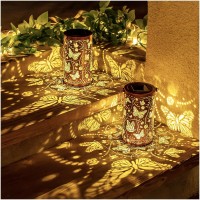 Butterfly Solar Lanterns Outdoor Waterproof Hanging Solar Lights Butterfly Gifts For Women Men Metal Decorative Led Butterfly La