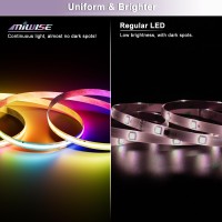 Miwise Rgb Smart Ic Cob Led Strip Light 20Ft Color Chasing Flexible Led Tape Light Ws2811 Addressable Rgb Strip With App Control