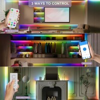 Miwise Rgb Smart Ic Cob Led Strip Light 20Ft Color Chasing Flexible Led Tape Light Ws2811 Addressable Rgb Strip With App Control