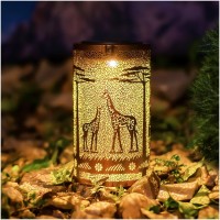 Giraffe Solar Lanterns Outdoor Waterproof Hanging Solar Lights Giraffe Gifts For Women Men Metal Decorative Led Giraffe Lanterns