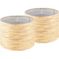 Goso Drum Yellow Lamp Shades Set Of 2 Mediumnatural Textured Paper Lampshades For Table Lamps13 13 10Inch Spider Fabri