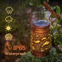 Dolphin Solar Lanterns Outdoor Waterproof Hanging Solar Lights Dolphin Gifts For Women Men Metal Decorative Led Dolphin Lanterns