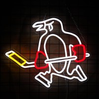 Ice Hockey Penguin Neon Signadjustable Led Penguins Neon Lightsanime Ice Hockey Penguin Neon Sign Room Decoration For Kids Be