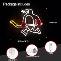 Ice Hockey Penguin Neon Signadjustable Led Penguins Neon Lightsanime Ice Hockey Penguin Neon Sign Room Decoration For Kids Be