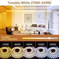 Wefomey White Led Strip Lights 100Ft Dimmable Bright 24V Led Tape Light With Remote And App Control 2700K6500K White 1440 Led