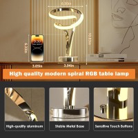 Airnasa Modern Table Lamps Set Of 210 Light Modes Spiral Rgb Table Lamp For Living Room Touch Dimmable Led Nightstand Lamp For