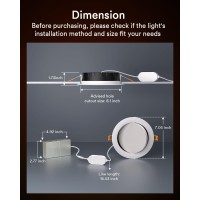 Lumary Smart Gimbal Recessed Lighting 6 Inch Max 35520 Adjustable Led Recessed Lights Canless Downlight Wifi Bluetooth Rgbcw