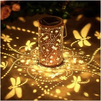 Dragonfly Solar Lanterns Outdoor Waterproof Hanging Solar Lights Dragonfly Gifts For Women Men Metal Decorative Led Dragonfly La