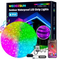 Wedeesun 100Ft Outdoor Led Strip Lights Waterproof Ip68 Outdoor Led Lights Music Sync Rgb Color Changing Led Light Strip With Bl