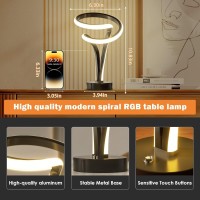 Spiral Led Table Lamp Set Of 2 7 Colors 10 Light Modes Modern Nightstand Lamp Set Of 2 Touch Dimmable 108 In Tall Bedside La