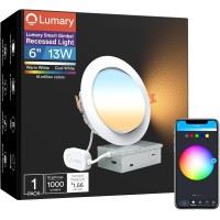 Lumary Smart Gimbal Recessed Lighting 6 Inch Max 24Ghz Wifi Led Recessed Lights Cct Rgb Downlight Canless Color Changing