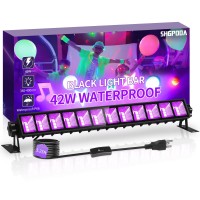 Shgpoda 42W Black Light Bar With 525Ft Cord And Switch Light Up 23X23Ft Waterproof 40 Leds Blacklights For Glow Party Hallow