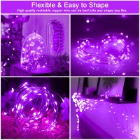 Solar Fairy Lights Purple Outdoor Waterproof164Ft 50Led Halloween Solar String Lights Purple For Outside 8 Modes 2 Packs For H