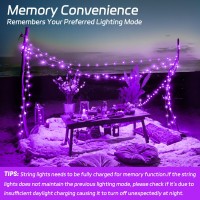 Solar Fairy Lights Purple Outdoor Waterproof164Ft 50Led Halloween Solar String Lights Purple For Outside 8 Modes 2 Packs For H