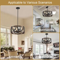 Shiandar Light Fixture Ceiling Mount Kitchen 4 Light Semi Flush Mount Ceiling Light Fixture Black Rustic Farmhouse Chandelier Fo