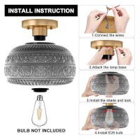 Oykyohei Semi Flush Mount Ceiling Light Upgraded Modern Close To Ceiling Light Fixture With Grey Glass Gold Indoor Kitchen Ligh