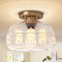 Oykyohei Semi Flush Mount Ceiling Light Fixture 11 Vintage Gold Hallway Lights Fixture Ceiling With Clear Glass For Kitchen