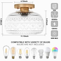 Oykyohei Semi Flush Mount Ceiling Light Fixture 11 Vintage Gold Hallway Lights Fixture Ceiling With Clear Glass For Kitchen